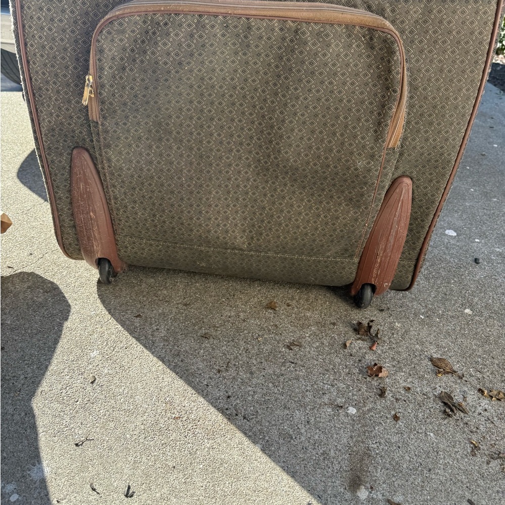 Designer Brown Patterned Rolling Suitcase - image 1